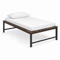 Metal and Wood Twin Platform Bed Frame Black Finish