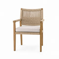 Outdoor Armchair with Teak Wood Frame and Beige Rope