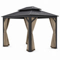 Outdoor Aluminum Gazebo with Steel Roof and Polyester Curtains 3m x 4m
