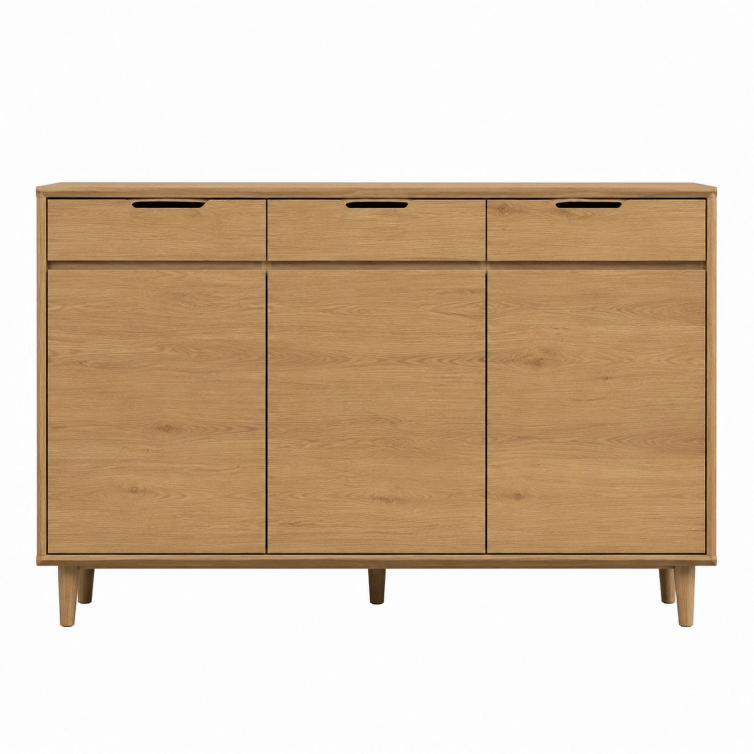Oak Wood Buffet Sideboard with Three Drawers and Cabinets Natural Finish 150cm
