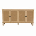 Wooden Sideboard with Rattan Doors Natural 4-Door Cabinet