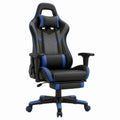 Gaming-Bürostuhl PU-Leder Schwarz/Blau Ergonomisch Verstellbar mit Fußstütze
