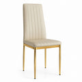 Beige Faux Leather Chair with Gold Metal Legs