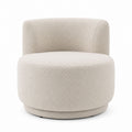 Round Bouclé Upholstered Swivel Chair Beige