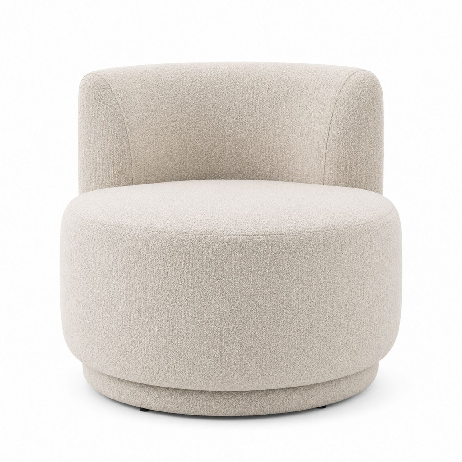Round Bouclé Upholstered Swivel Chair Beige