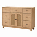 Holz-Sideboard-Buffet mit Rattantüren und Schubladen 140cm