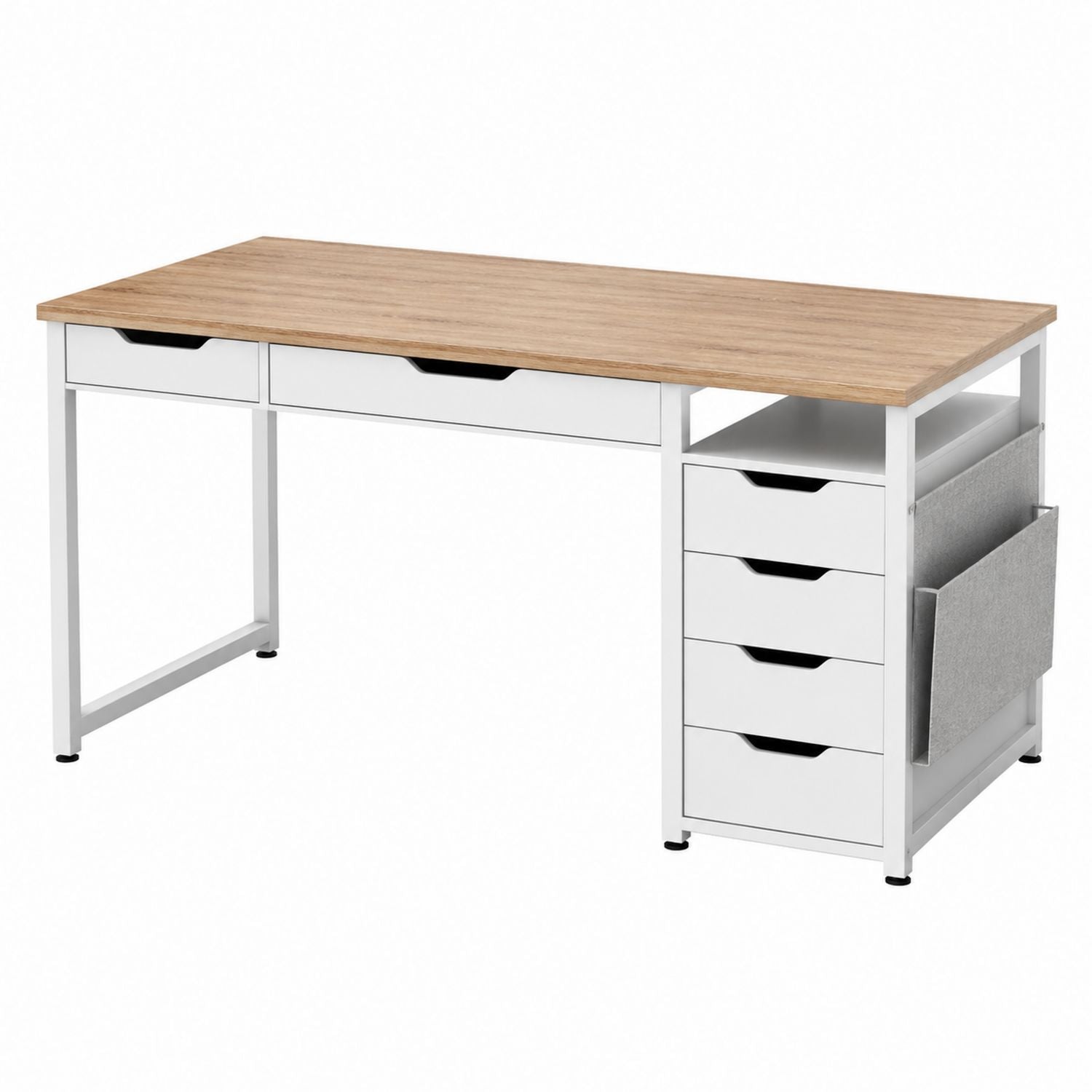 Wood Office Desk with Steel Frame and Drawers 120cm x 60cm
