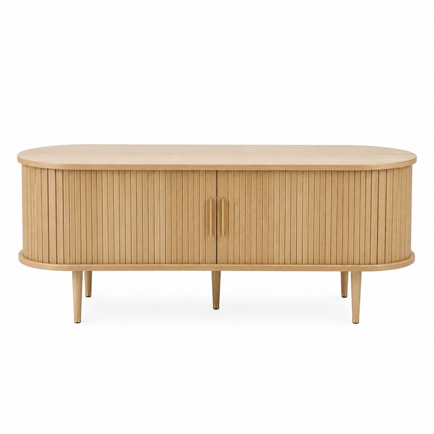Oval Wood TV Stand with Two Doors and Tapered Legs 150cm