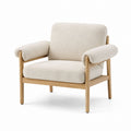 Bouclé-Polster-Sessel mit Holzrahmen Beige 70x80x75 cm