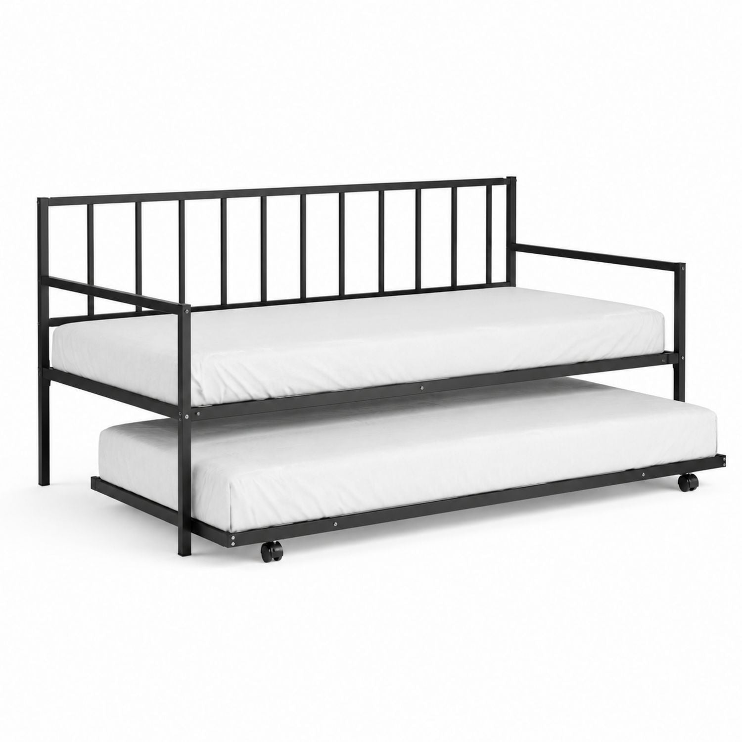 Black Twin Size Steel Daybed with Trundle