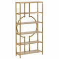 Metal Frame Bookshelf with MDF Shelves Gold 5-Tier
