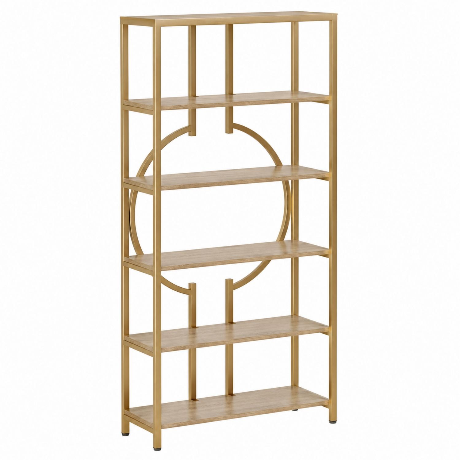 Metal Frame Bookshelf with MDF Shelves Gold 5-Tier