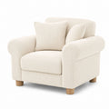 Beige Corduroy Armchair with Rounded Arms and Cushions