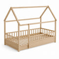 Oak Wood House Shaped Kids Bed Frame 200cm x 90cm