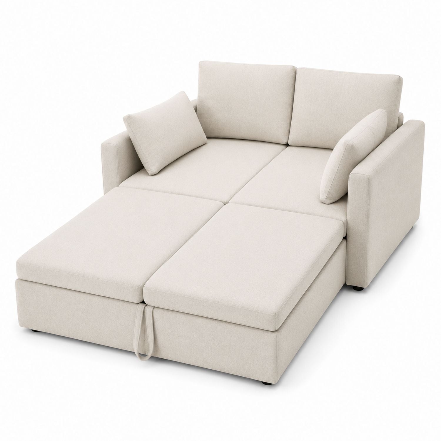 Stoff Schlafsofa Beige mit Kissen