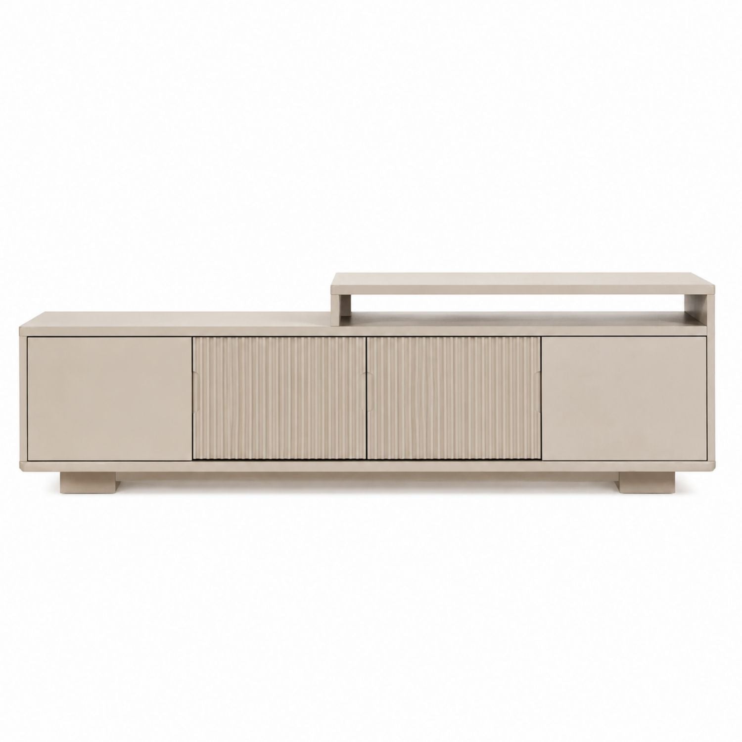 Wood TV Stand with Shelves Beige 180 cm
