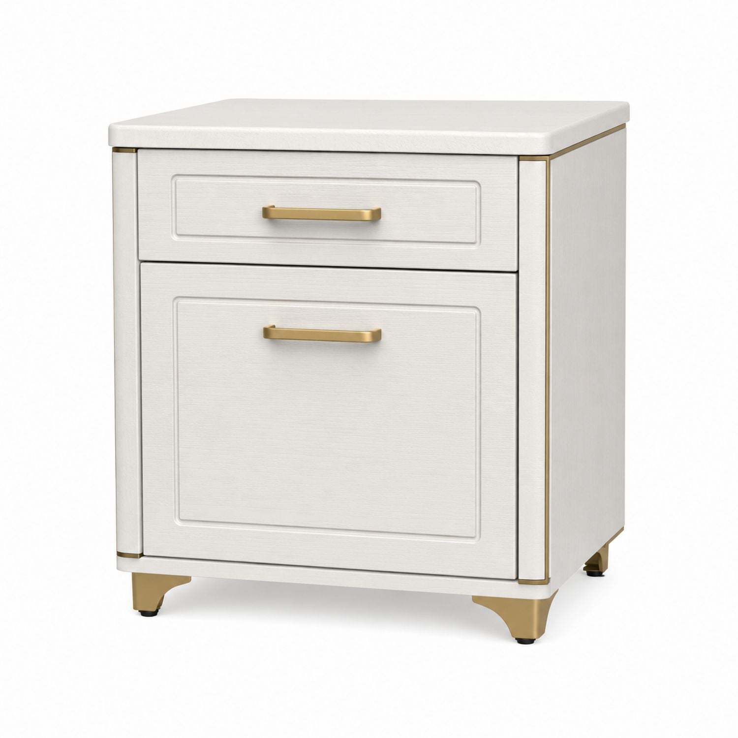 MDF-Aktenschrank mit Metallgriffen, 2 Schubladen, 60cm x 45cm x 75cm