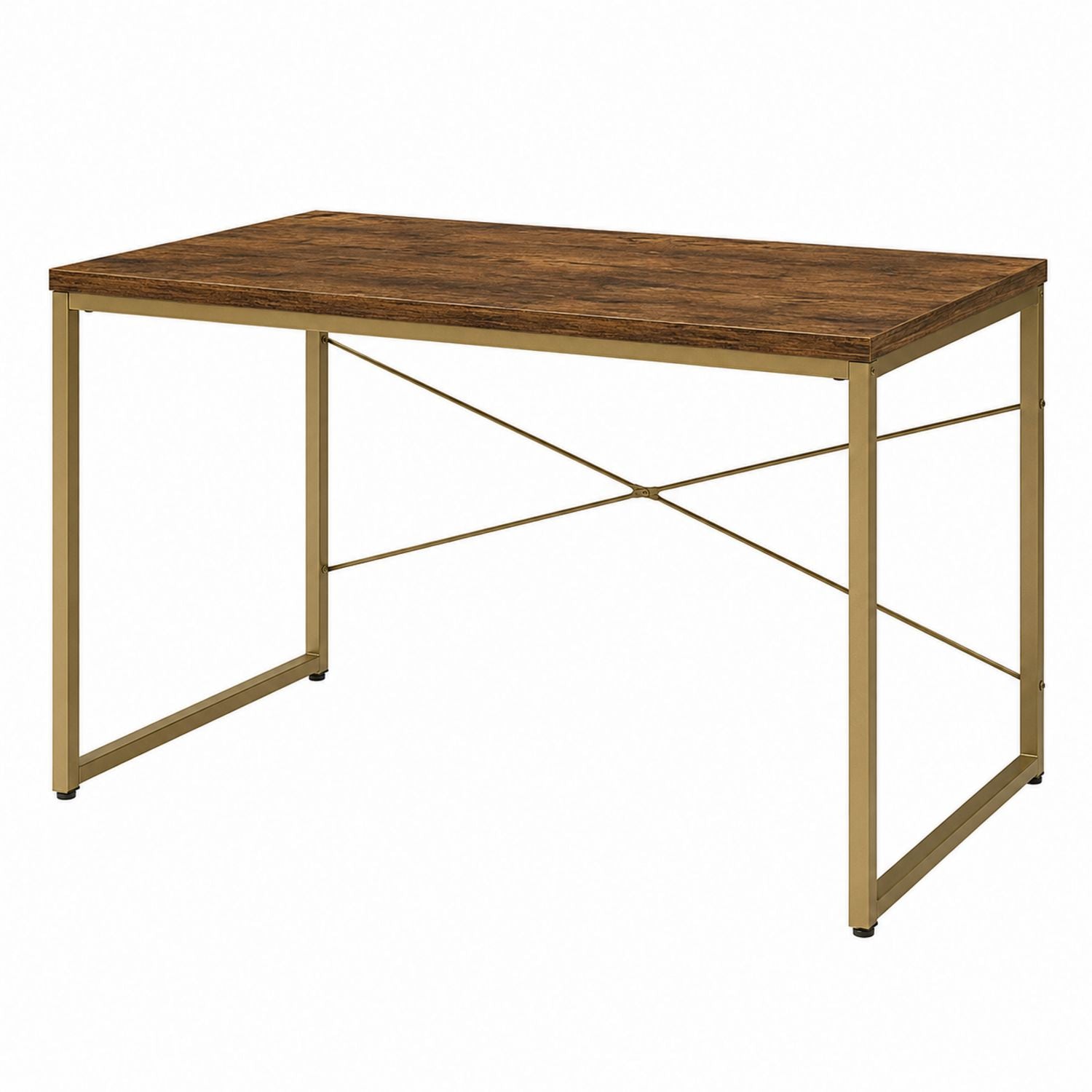 Bürotisch Holz und Metall mit Goldrahmen 120cm x 60cm x 75cm