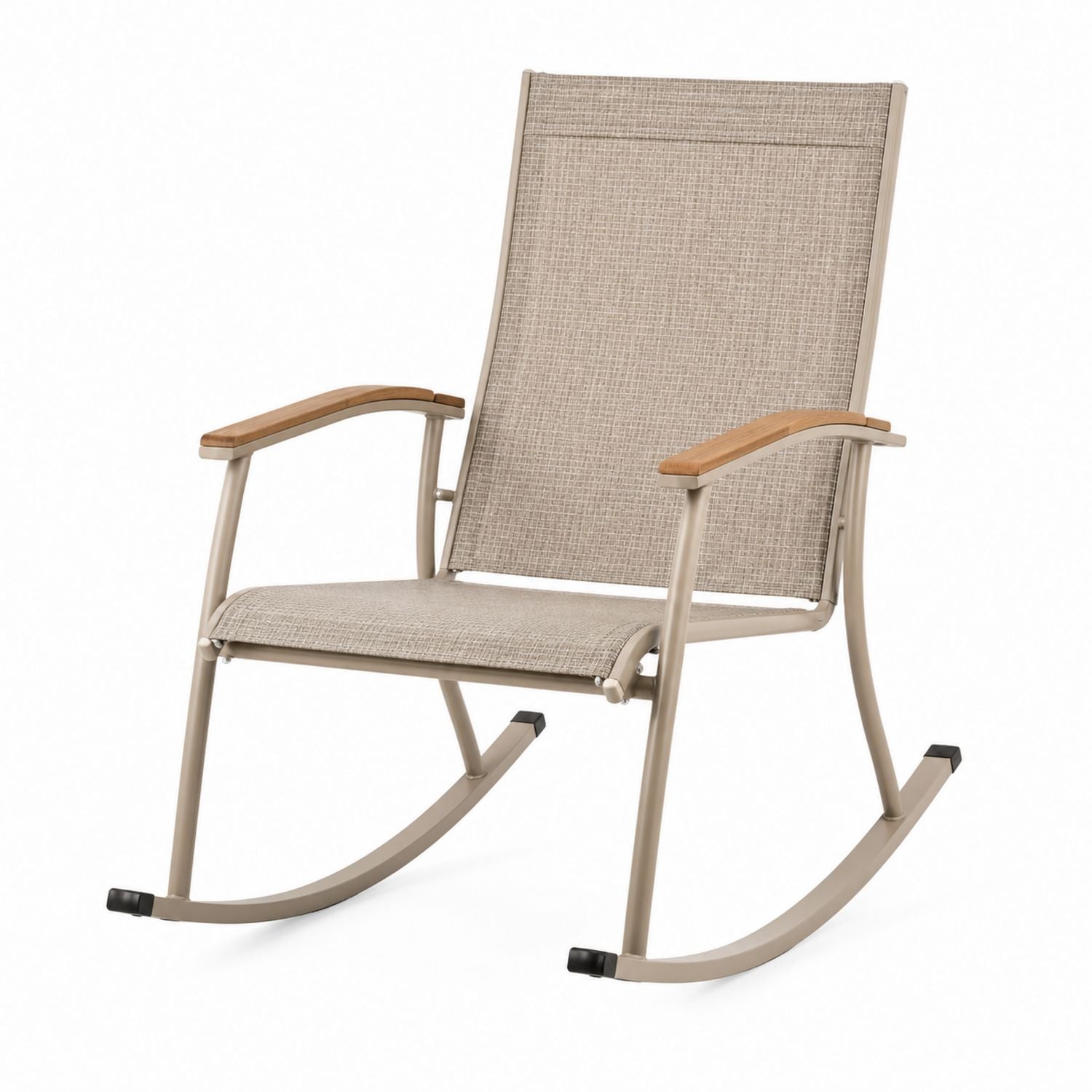Outdoor Rocking Chair Aluminum Frame Textilene Fabric Beige