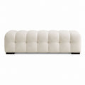 Getuftete Polyester-Sitzbank, rechteckig, cremefarben, 140 cm x 45 cm