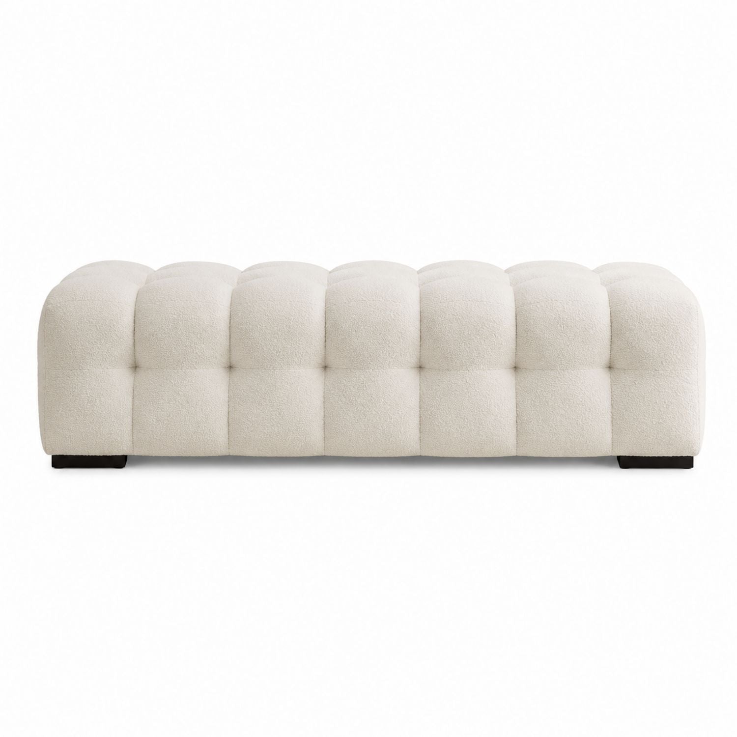 Tufted Polyester Bench Upholstered Rectangular Cream 140cm x 45cm