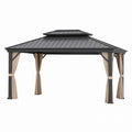 Aluminium-Pavillon für draußen mit Stahldach und Polyestervorhängen 12x10 ft Grau/Beige