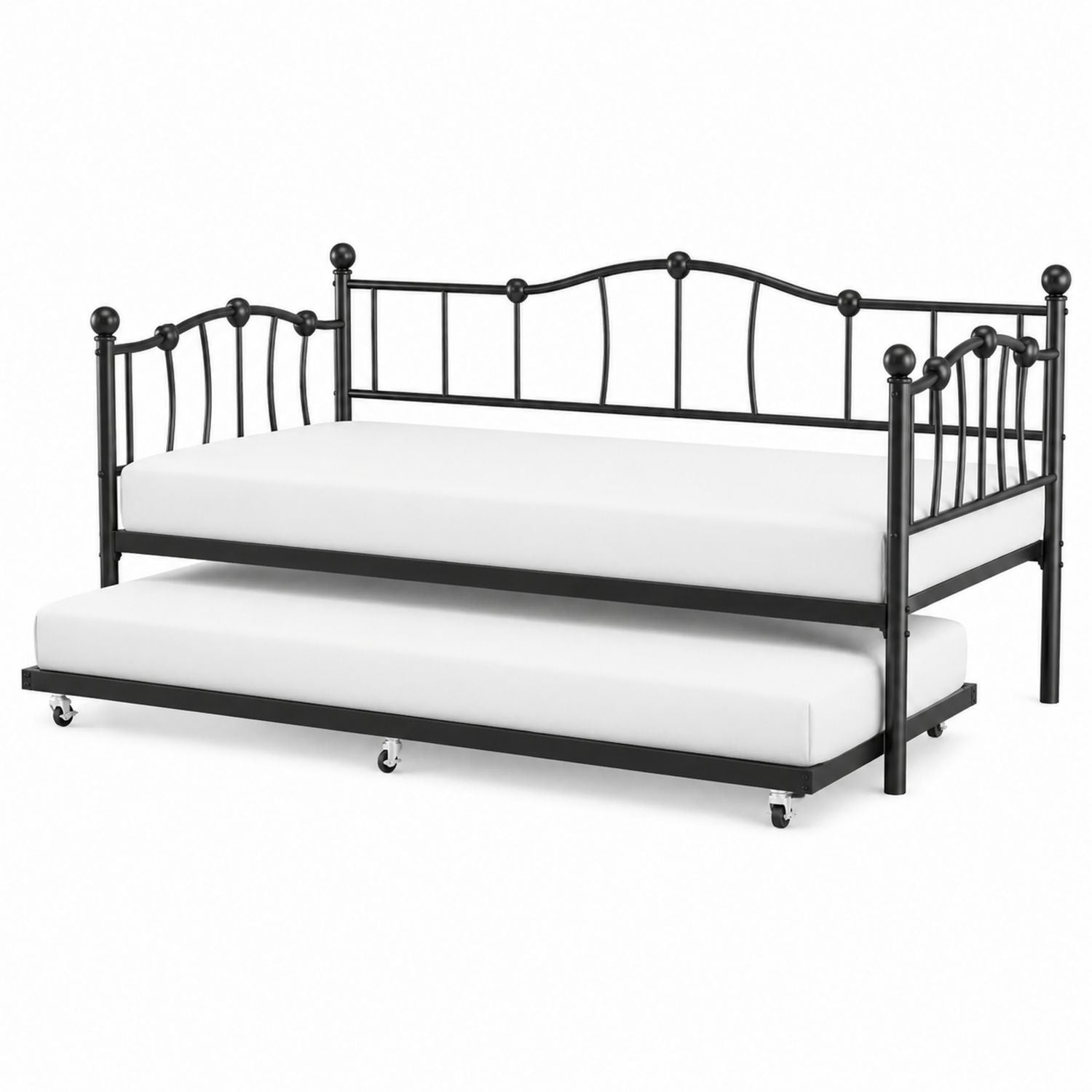 Metal Twin Daybed with Trundle Black Frame