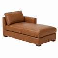 Brown Faux Leather Chaise Lounge with Cushion