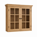 Oak Wood Cabinet with Tempered Glass Doors 90x30x110cm