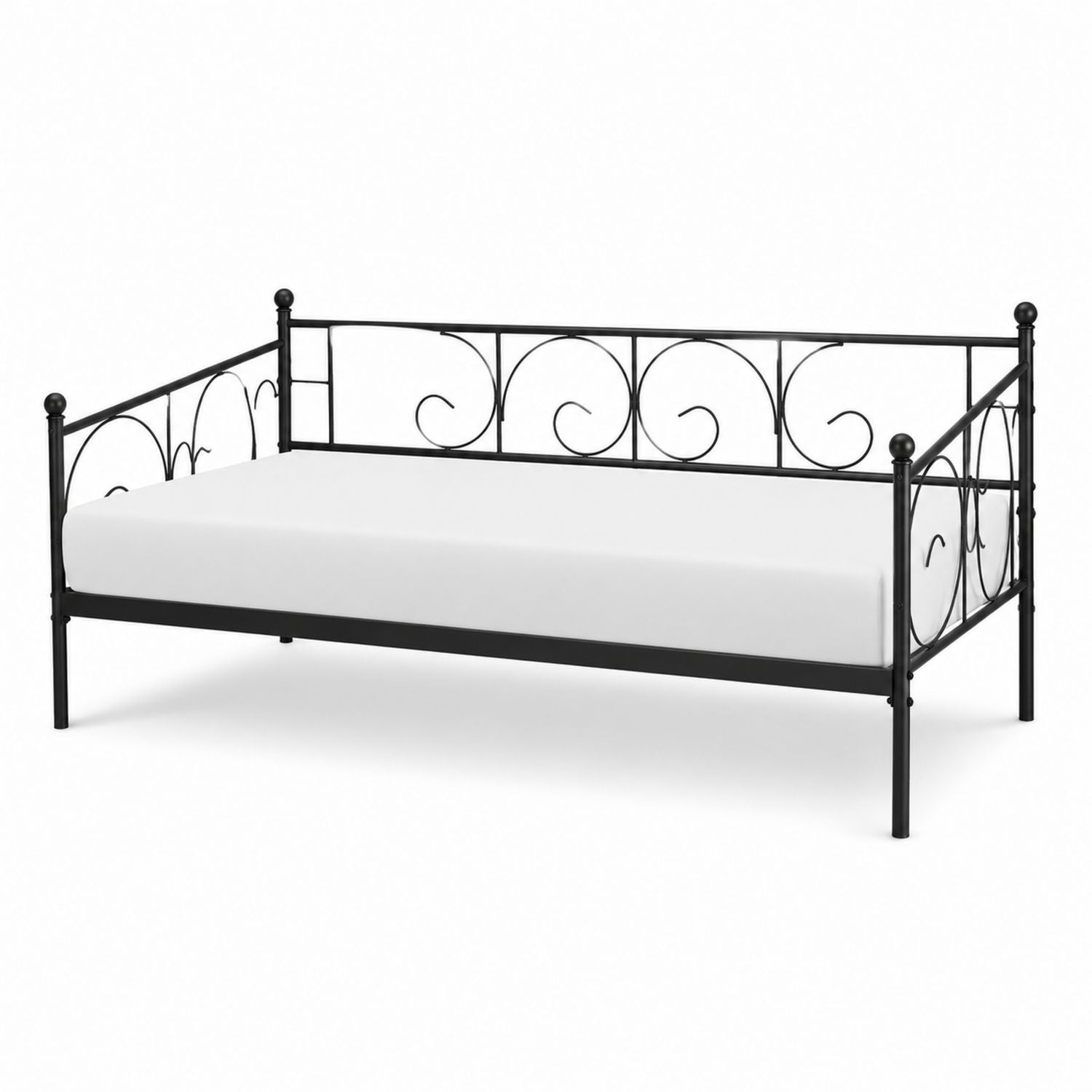 Tagesbettgestell Metall Schwarz 200 cm Länge x 100 cm Breite x 95 cm Höhe