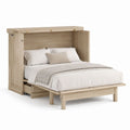 Oak Murphy Bed with Storage Foldable Queen Size
