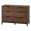 6-Drawer Dresser MDF Walnut Veneer 120cm