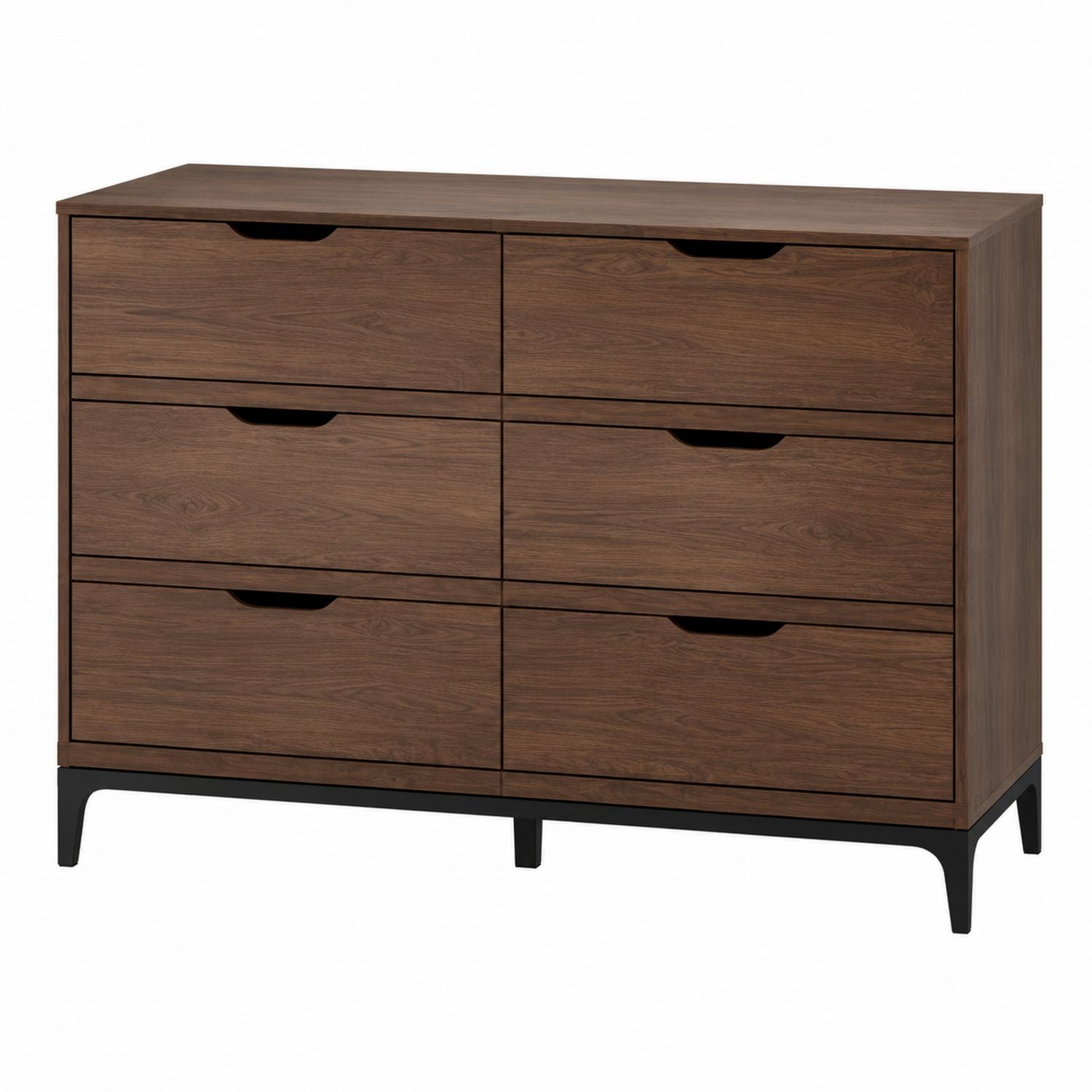 6-Drawer Dresser MDF Walnut Veneer 120cm