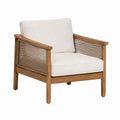 Teak-Gartensessel mit Seilakzenten und Kissen Beige