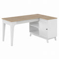 L-Shaped Desk with Storage Cabinet MDF and Natural Wood Finish