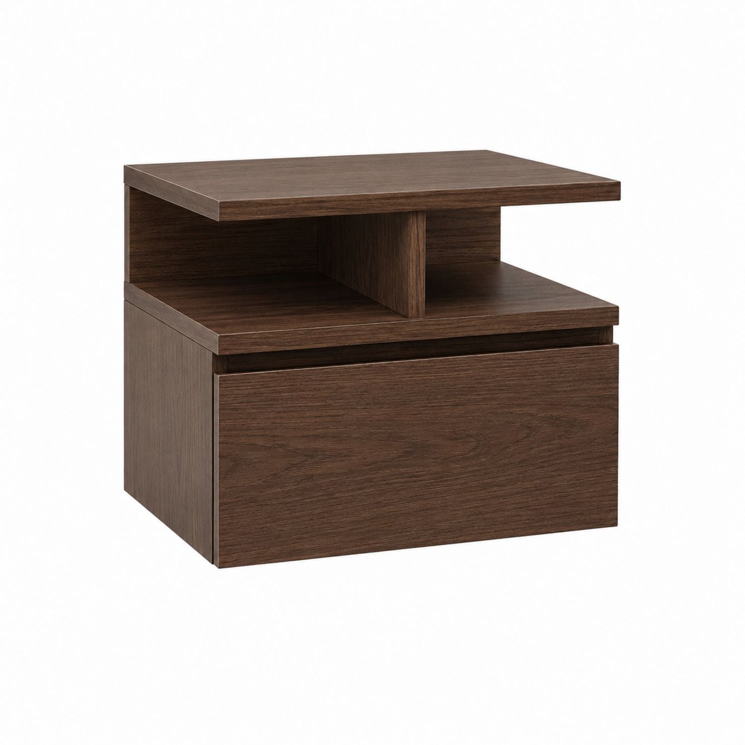 Wooden Nightstand with Drawer and Open Shelf Brown 19.7in x 15.7in x 13.8in