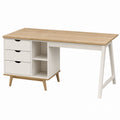 Oak and White MDF Office Desk with Drawers and Shelves 120cm
