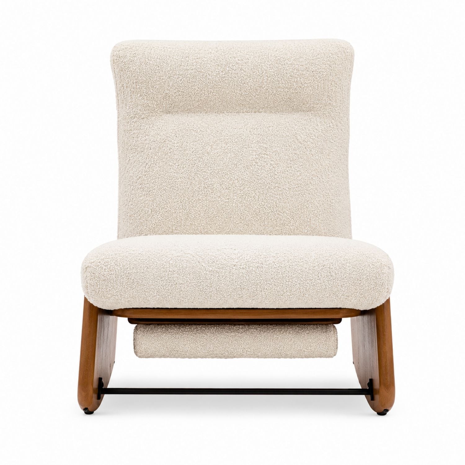 Bouclé Loungesessel mit Holzrahmen Beige 75x80x85 cm