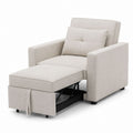 Beige Stoff-Schlafsofa mit Ottoman und Kissen