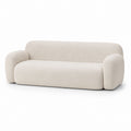 Beige Boucle Fabric Curved Sofa, 200cm x 90cm x 70cm