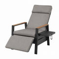 Outdoor Reclining Chair with Steel Frame and Gray Cushions