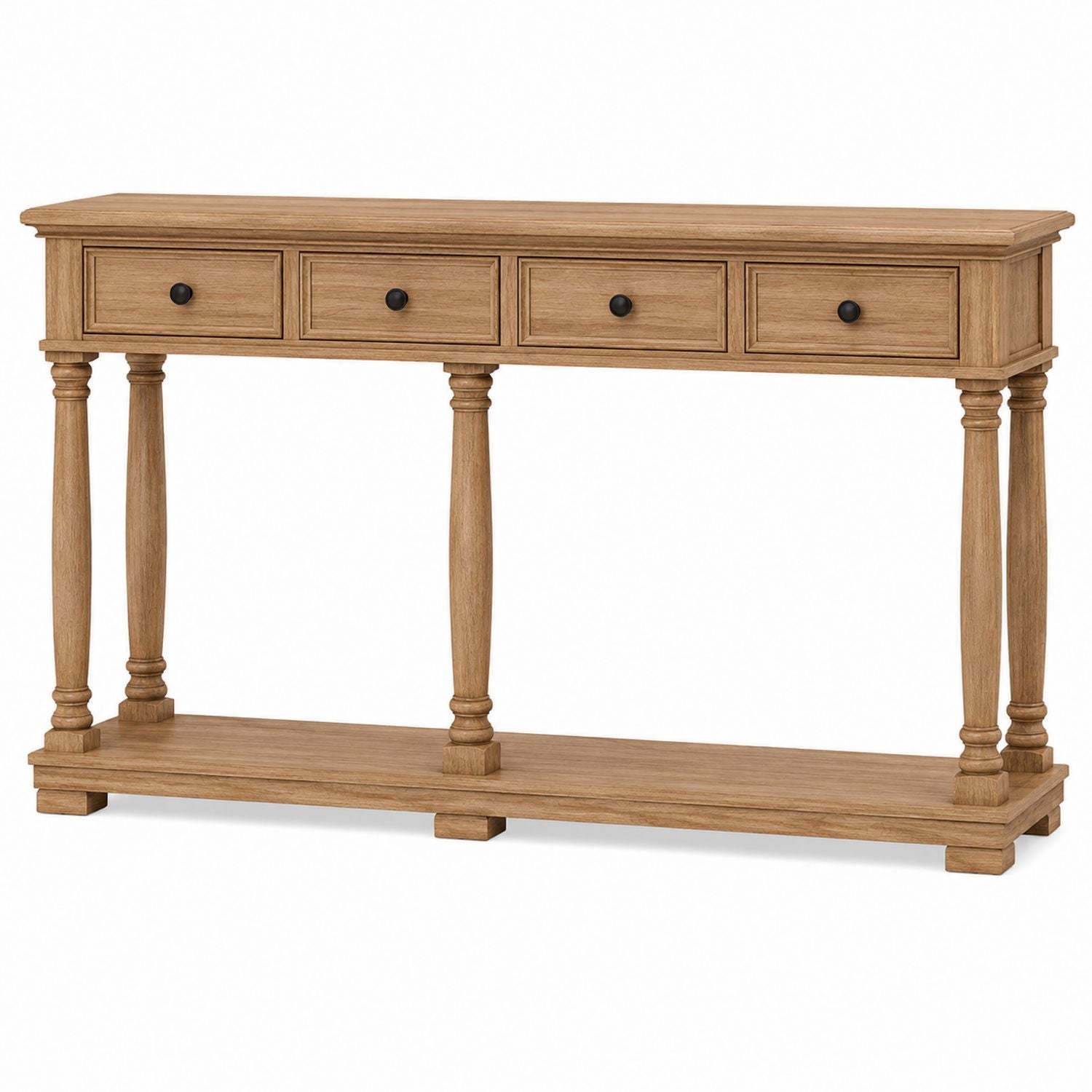 Wood Console Table with 4 Drawers, 120cm x 30cm x 80cm