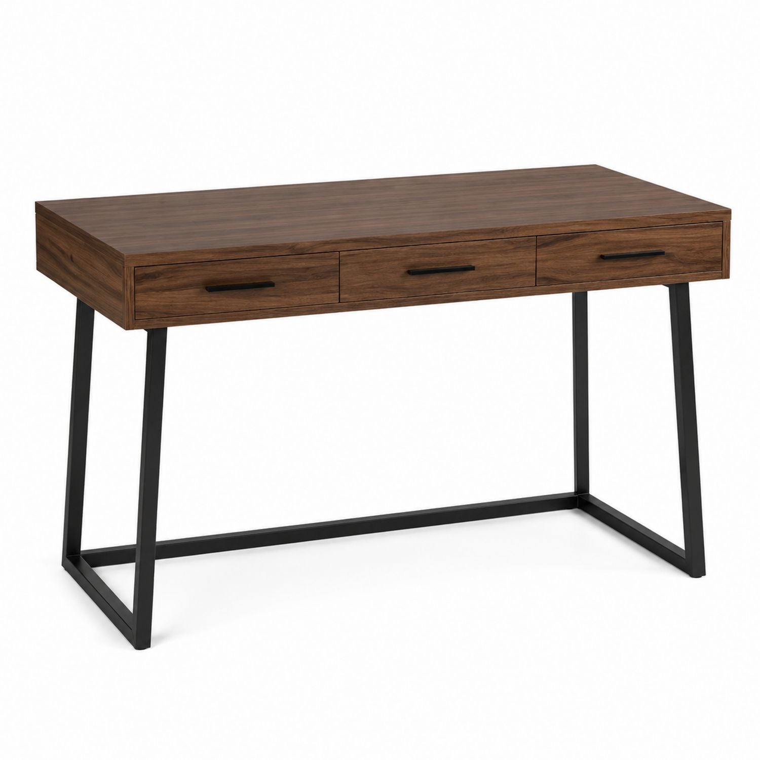 Holzschreibtisch mit Metallbeinen und Schubladen, 120cm, Braun
