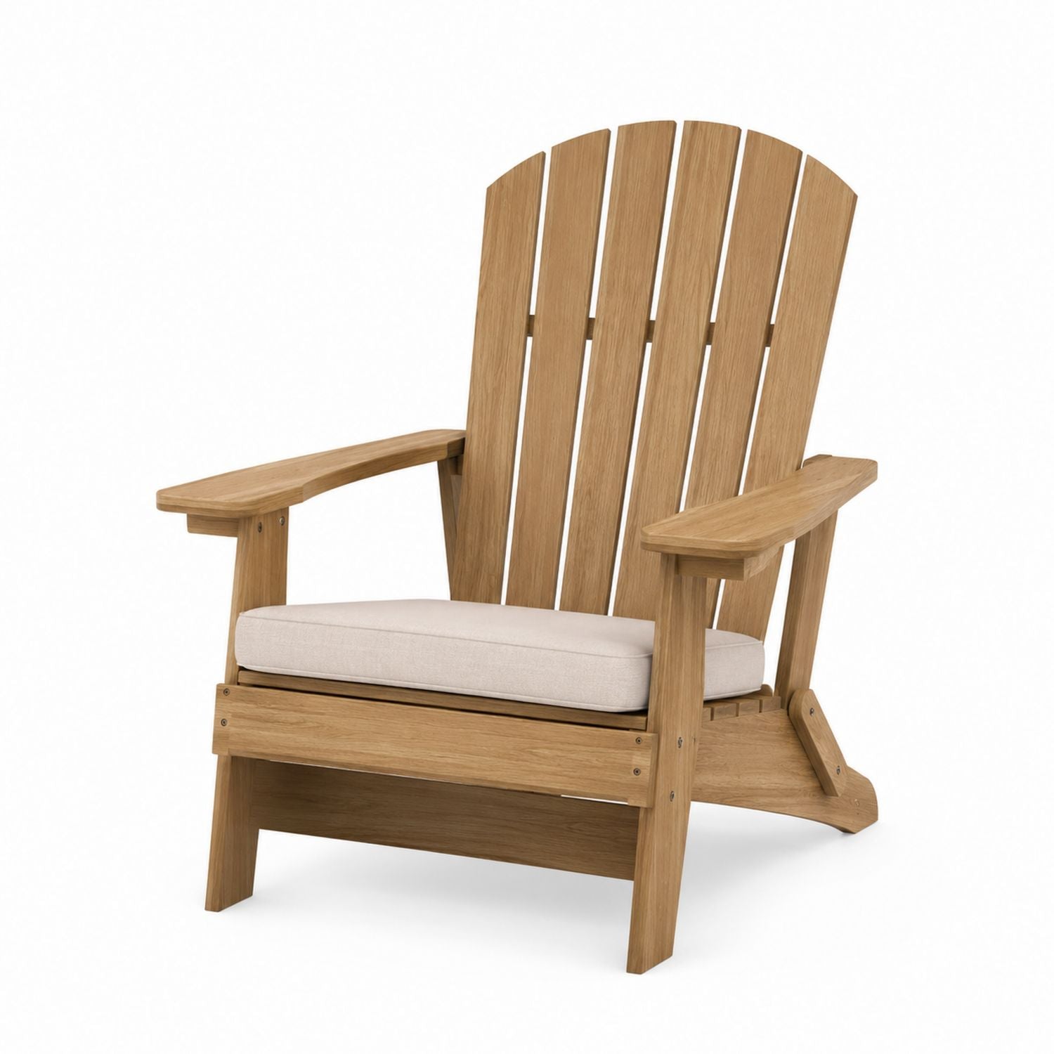 Teak Outdoor Adirondack Chair with Beige Cushion