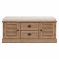 Wood Storage Bench with Cushion and Drawers 40x15x18 inches