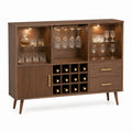 Walnut Wood Sideboard with Wine Storage and Glass Holder