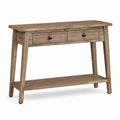 Oak Wood Console Table with Drawers and Shelf 120x40x80cm