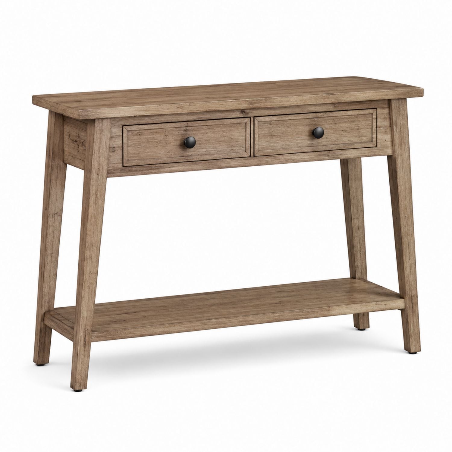 Oak Wood Console Table with Drawers and Shelf 120x40x80cm