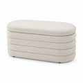 Oval Fabric Bench Beige 120cm