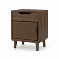 Nachttisch aus Holz mit Schublade und Schrank Massives Nussbaumholz 60x40x35 cm